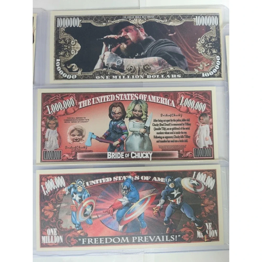 12 Fun Assorted Novelty~$1,000,000 One Million Dollar Bills-Poke,Jelly,Chuck-etc